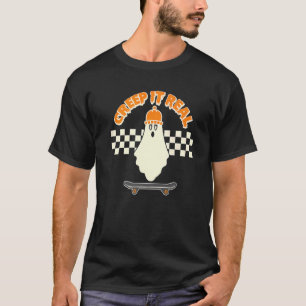 T-shirt Creep It Real Ghost Skater Boy Skateboard Beanie
