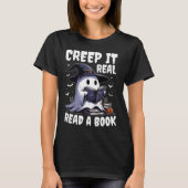T-shirt Creep It Real Read Book Ghost Halloween (Devant)