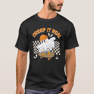 T-shirt Creep It Real Retro Halloween Ghost Skateboard Spa