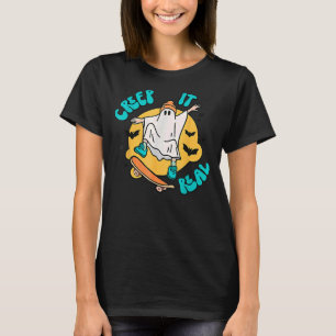 T-shirt Creep It Real Retro Skateboard Ghost Halloween