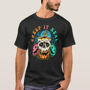 T-shirt Creep It Real Skull Éffrayant Citrouille Halloween