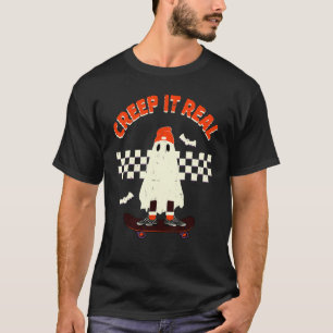 T-shirt Creep It Real Vintage Retro Halloween Ghost Boy Fa