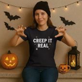 T-shirt Creep It Real White Spider Pun Halloween