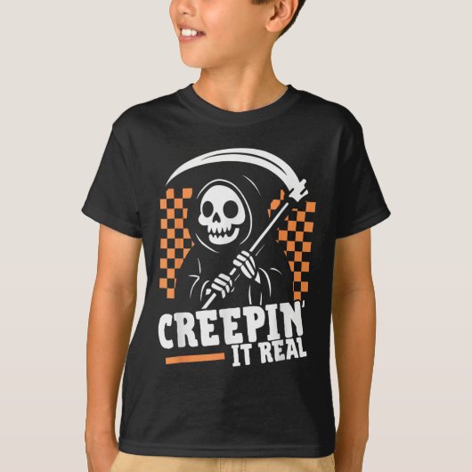 T-shirt Creepin It Real Retro Grim Reaper Drôle Halloween (Devant)