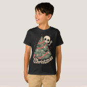 T-shirt Creepy Cute Kawaii Skeleton Christmas Tree Skull B (Devant entier)