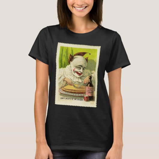 T-shirt Creepy Evil Victorian Clown Christmas Greeting (Devant)