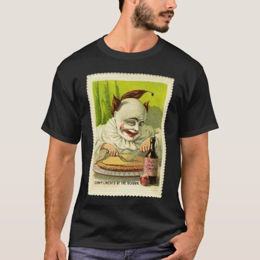 T-shirt Creepy Evil Victorian Clown Christmas Greeting (Devant)