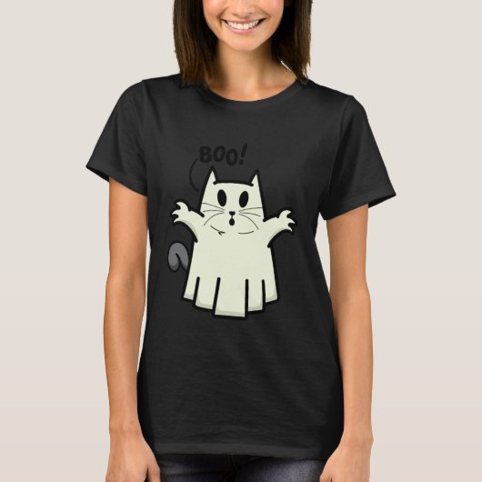 T-shirt Creepy Halloween Peeking Black Cat for Feline (Devant)
