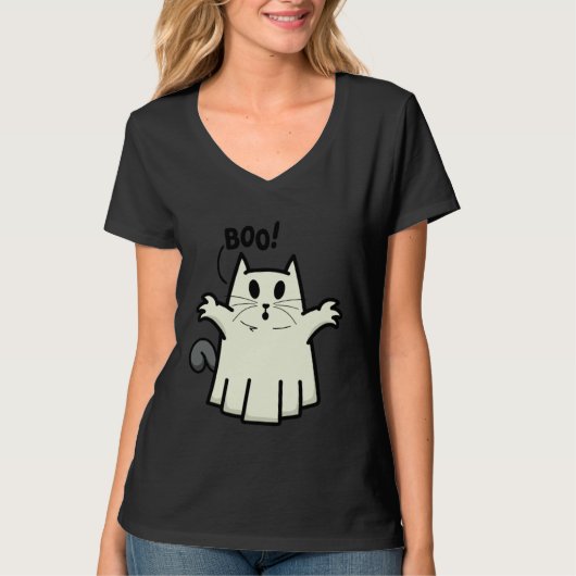T-shirt Creepy Halloween Peeking Black Cat for Feline (Devant)