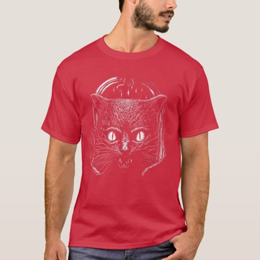 T-shirt Creepy Scary Horror Cat Art Illustration Design gi (Devant)