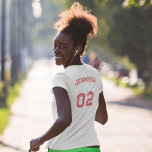 T-shirt Créer un nom de lecteur Jersey Numéro V-Cou Slim F<br><div class="desc">Créez votre propre personnalisation, personnalisée, cool style typographie rose / police / script, nom de joueur monogrammed numéro de maillot blanc, tendance, ajustement mince, 100% peigné ringspun jersey coton, tee - shirt t-shirt pour femmes v-neck. Entrez simplement votre nom / nom du joueur et numéro de maillot du joueur, pour...</div>