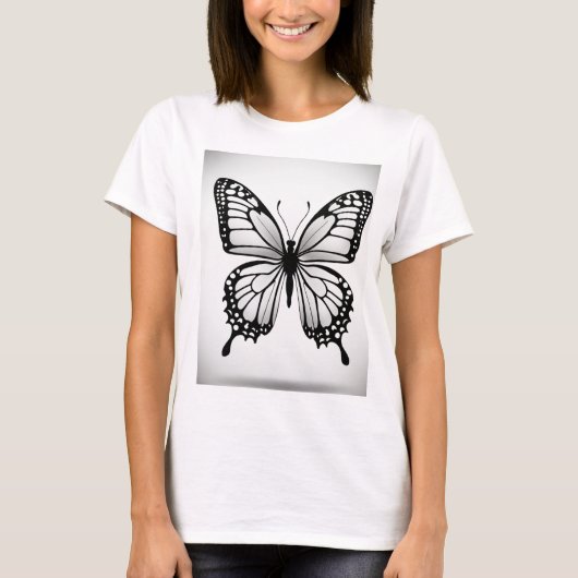 T-shirt Créer un Papillon noir et blanc (Devant)