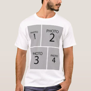 T-shirt Créez votre propre 4 PHOTO COLLAGE Twin Front & Ba