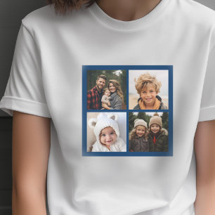 T-shirt Créez votre propre collage de photos - Navy 4 phot