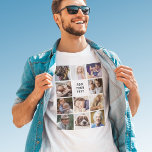 T-shirt Créez votre propre collection de photos<br><div class="desc">Un t-shirt photo personnalisé avec 11 photos carrés pour vous changer à votre propre,  et un simple modèle texte modifiable. Conseil photo : Découpez vos photos en carré avant de télécharger pour vous assurer que le sujet est au centre pour obtenir les meilleurs résultats.</div>