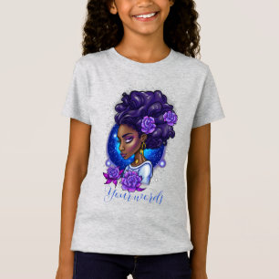 T-Shirt Créez votre propre femme noire et vos Roses violet