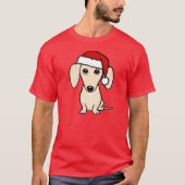 T-shirt Crème Dachshund mignonne Père Noël Chien Noël (Devant)