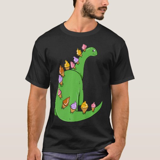 T-shirt Crème de glace Dinosaure Brontosaurus délicieux Sn (Devant)
