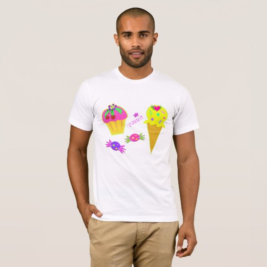 T-Shirt Crème De Glace Et Cupcake Mens (Devant entier)