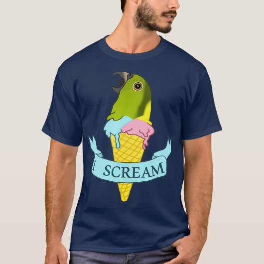 T-shirt Crème de glace Je crie Jaune Naped Parrot Amazon J (Devant)
