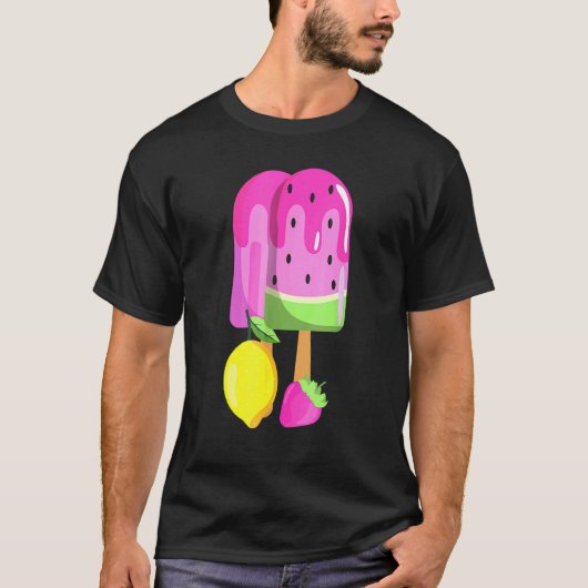 T-shirt Crème de glace pastèque fraise citron glace Pop ro (Devant)