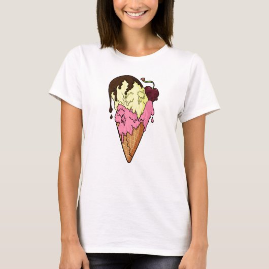 T-shirt Crème glacée à crâne de banane de fraise douce (Devant)