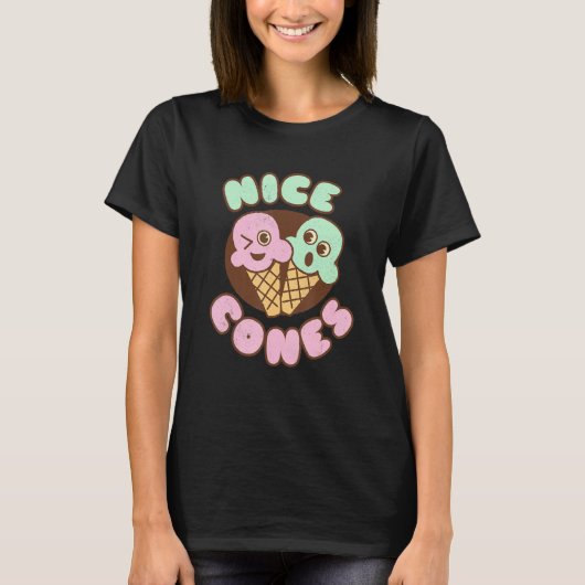 T-shirt Crème glacée à éjaculation rapide Nice Cones Pun a (Devant)