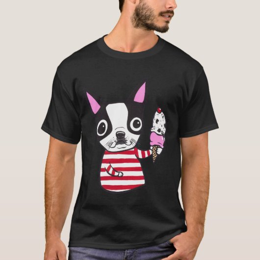 T-shirt Crème glacée Boston Terrier (Devant)