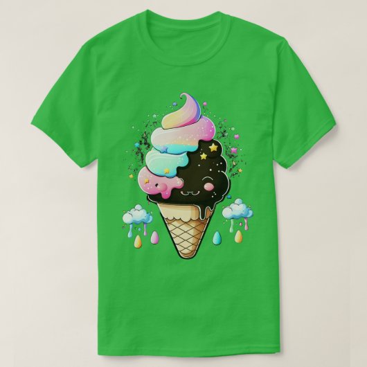 T-shirt Crème glacée Cloud Stars Arc-en-ciel pour Kawaii C (Design devant)