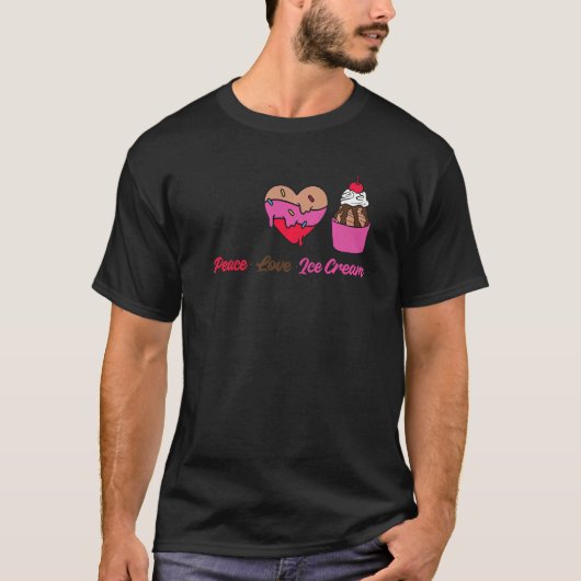 T-shirt Crème glacée Cone Paix Amour Crème glacée (Devant)