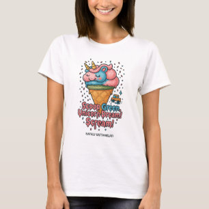 T-shirt crème glacée Cute Kawaii Unicorn - Pastel