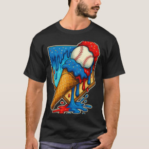 T-shirt Crème Glacée Dégoulinante de Baseball 6 7 Numéro 6