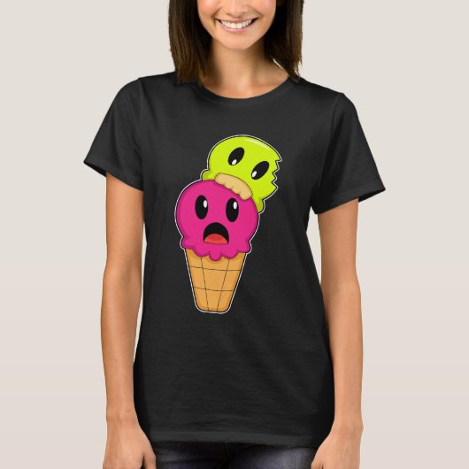 T-shirt Crème glacée gaufre Halloween (Devant)