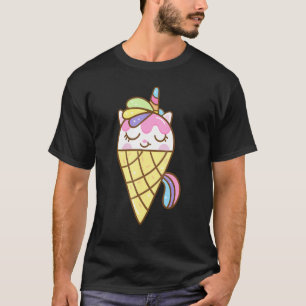 T-shirt Crème glacée licorne mignonne Kitty Cat Dessert