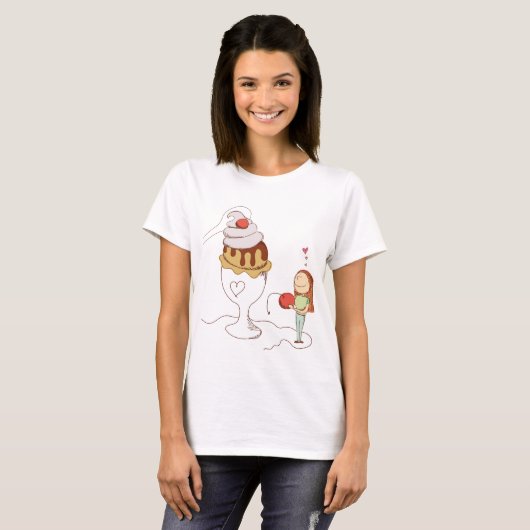 T-shirt Crème glacée mignonne de couples (Devant entier)