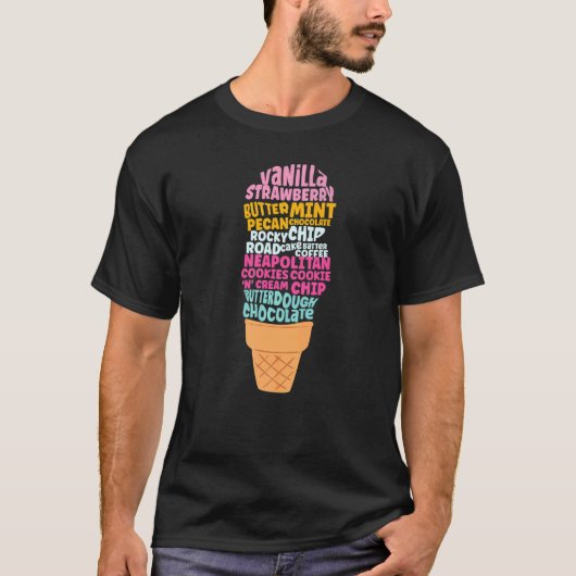 T-shirt Crème glacée Mot Cloud Cone Sundae Chocolat Vanill (Devant)