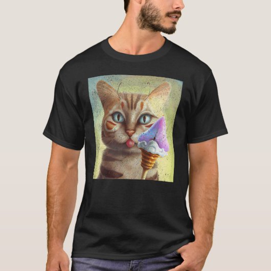 T-shirt Crème Glacée Papillon de Chat (Devant)