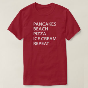 T-shirt Crêpes Plage Pizza Glace Répéter