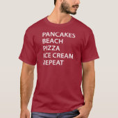 T-shirt Crêpes Plage Pizza Glace Répéter (Devant)