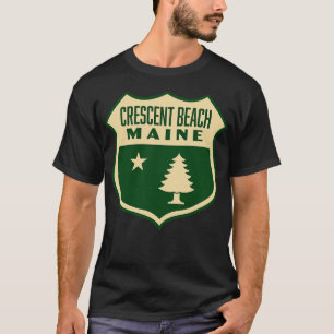 T-shirt Crescent Beach Maine Retro Pine Tree Shield Tan