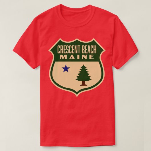 T-shirt Crescent Beach Maine Retro Pine Tree Shield Vert (Design devant)