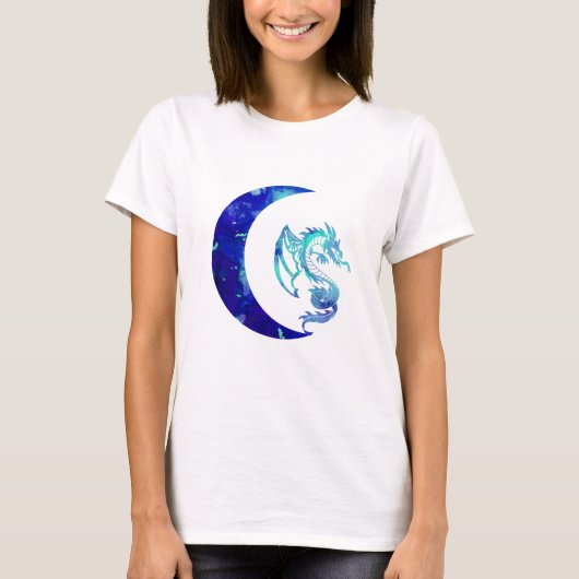 T-shirt Crescent bleu lune et dragon (Devant)
