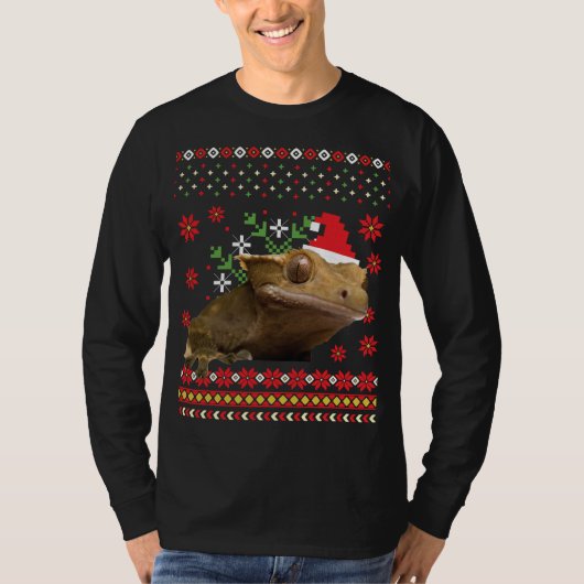 T-shirt Crested Gecko laide pull de Noël (Devant)