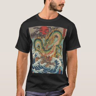 T-shirt Crête de dragon dans les vagues du soleil cramoisi
