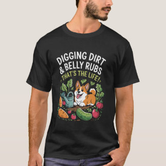 T-shirt Creuser la terre et caresses amusantes de Corgi ja