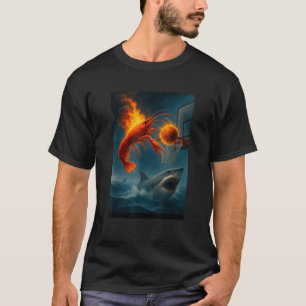 T-shirt Crevettes Dunking sur requin Mème de pêche amusant