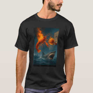 T-shirt Crevettes Dunking sur requin Mème de pêche amusant