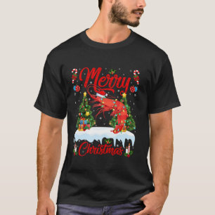 T-shirt Crevettes Joyeux sapin de Noël Éclairage Père Noël