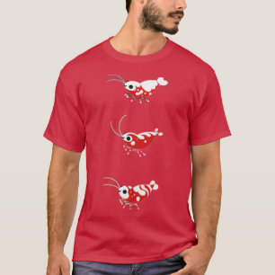 T-shirt crevettes rouges et bleues