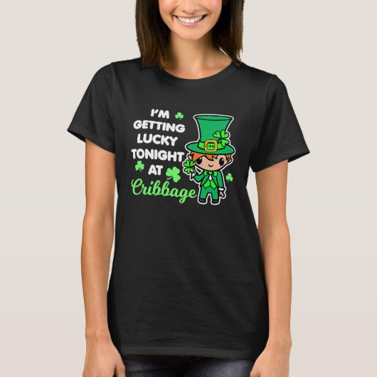 T-shirt Cribbage St Patrick's Day Leprechaun Saying Card G (Devant)